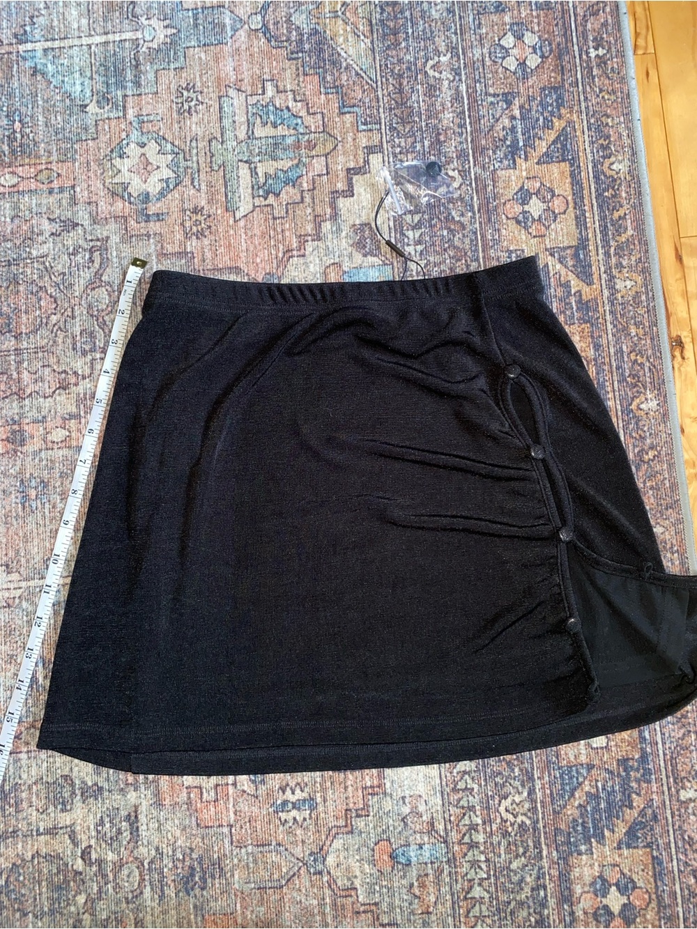 White Fox Boutique Black Mini Skirt with Side Button Accents